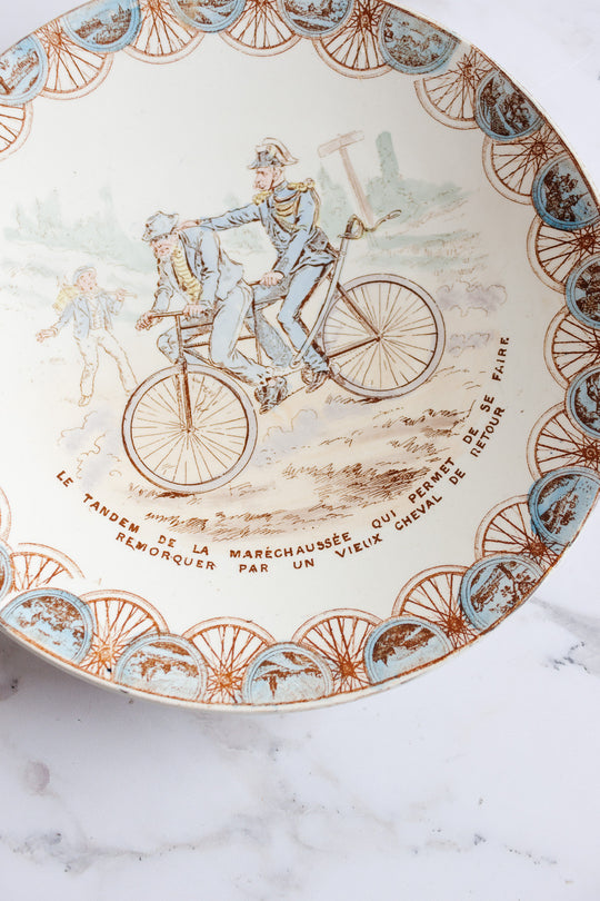 19th century French KG Luneville “cycliste” talking plate