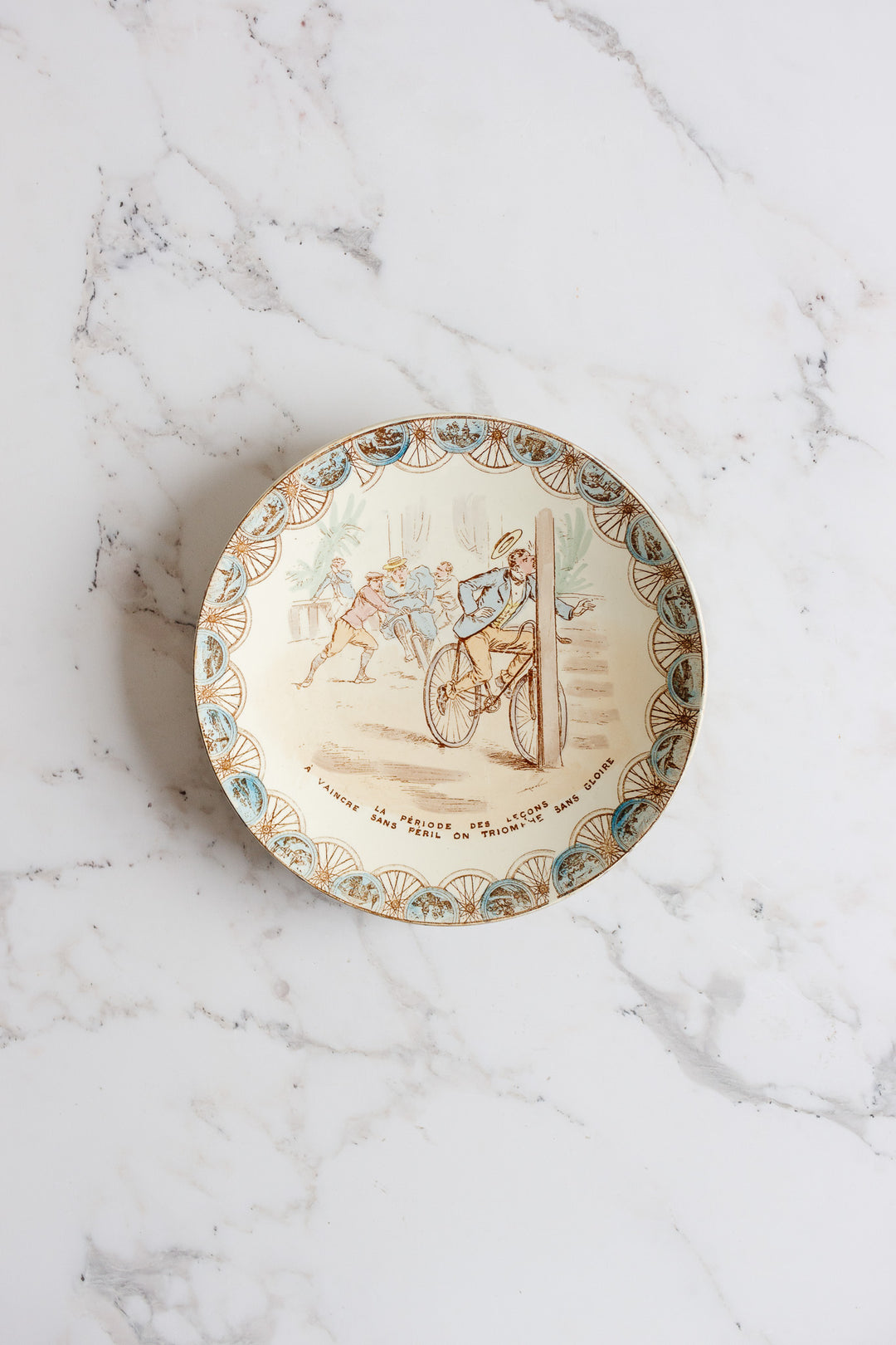 19th century French KG Luneville “cycliste” talking plate