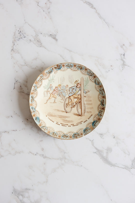 19th century French KG Luneville “cycliste” talking plate