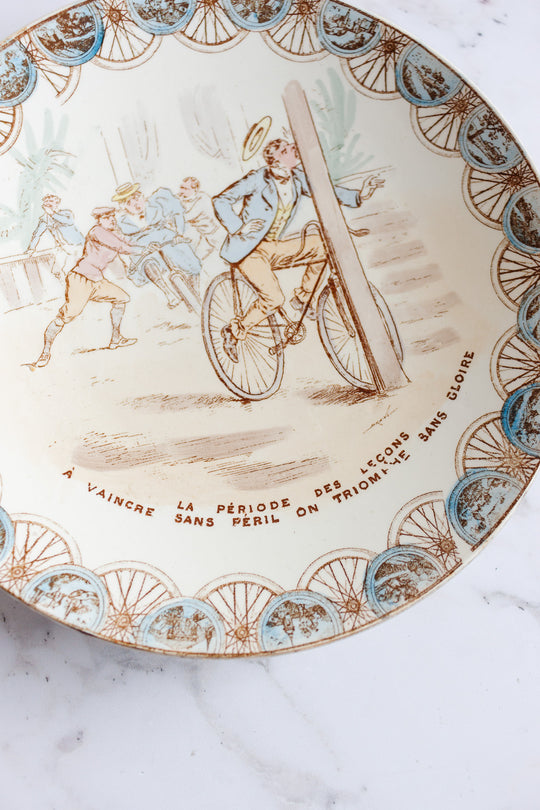 19th century French KG Luneville “cycliste” talking plate