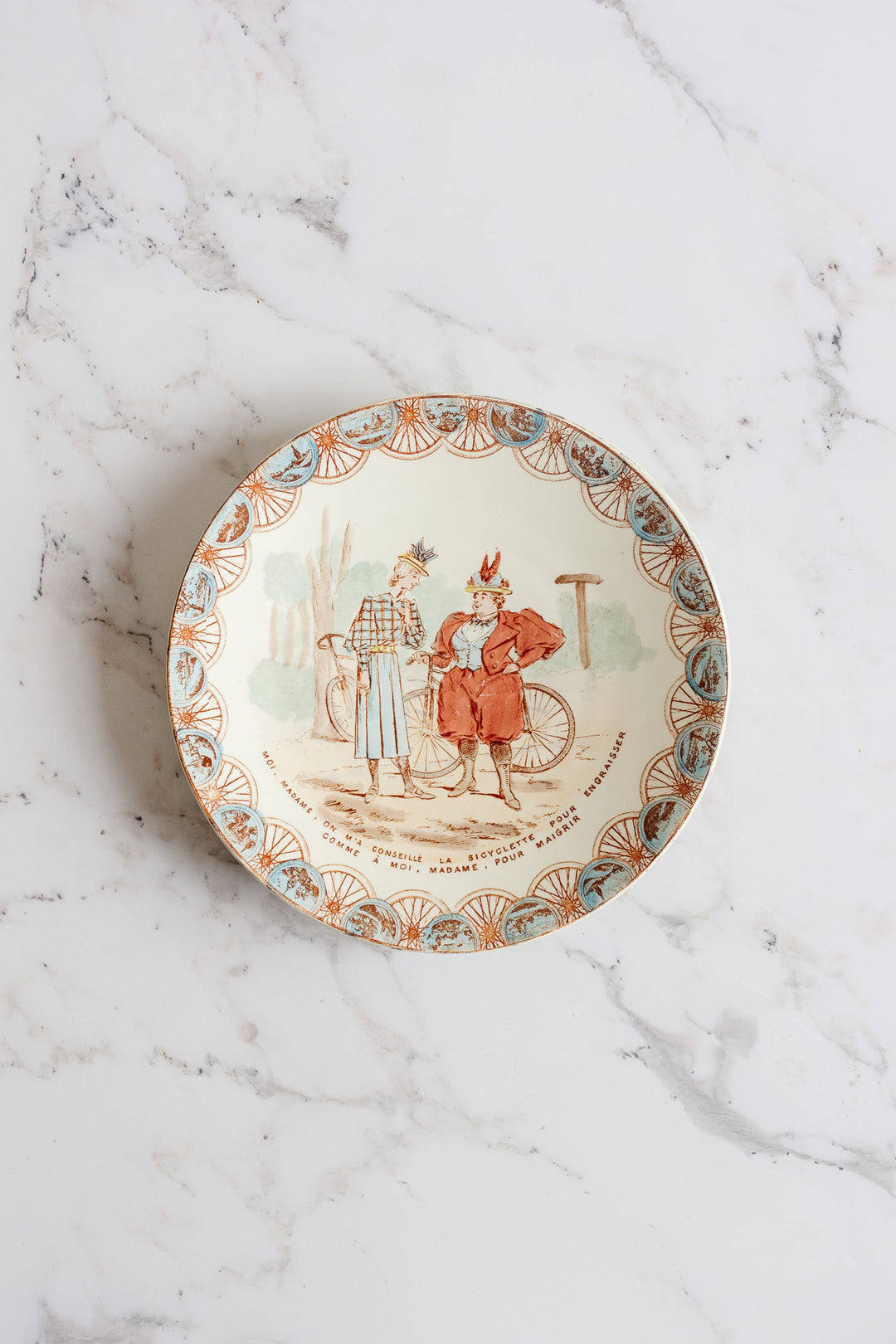 19th century French KG Luneville “cycliste” talking plate