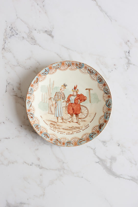 19th century French KG Luneville “cycliste” talking plate