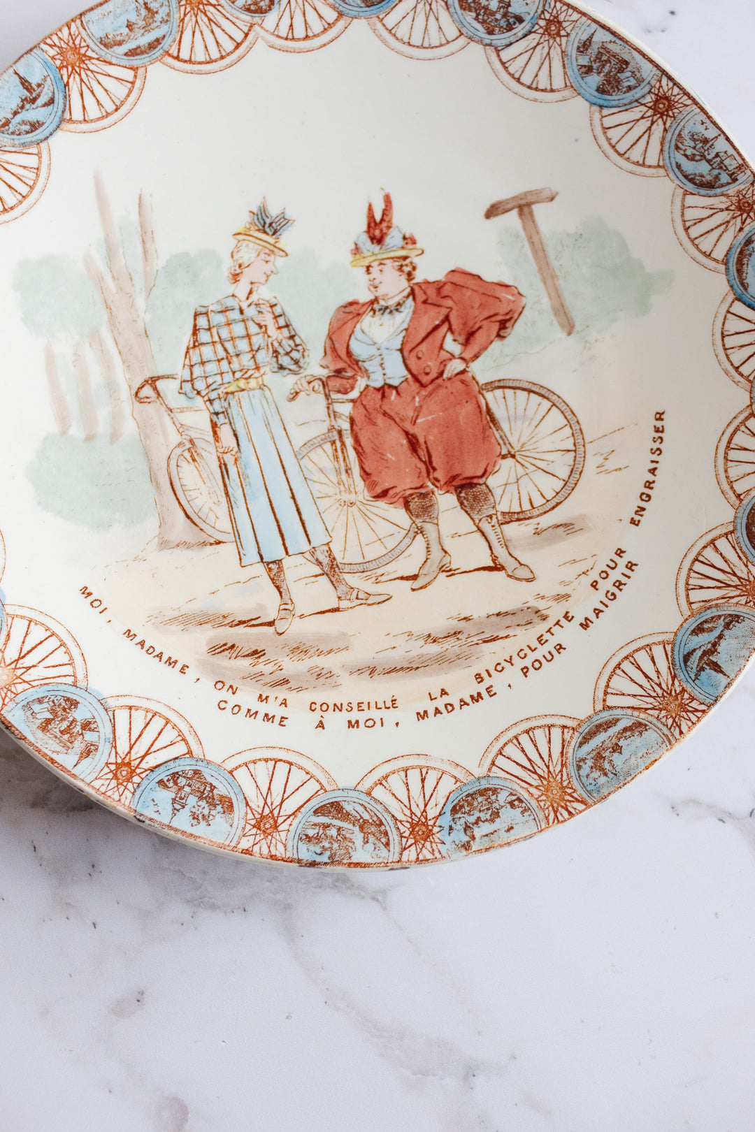 19th century French KG Luneville “cycliste” talking plate