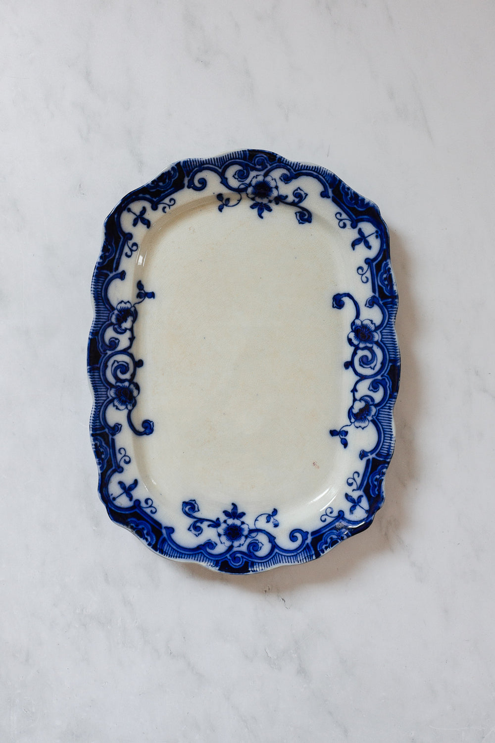 antique English flow blue set of three large platters