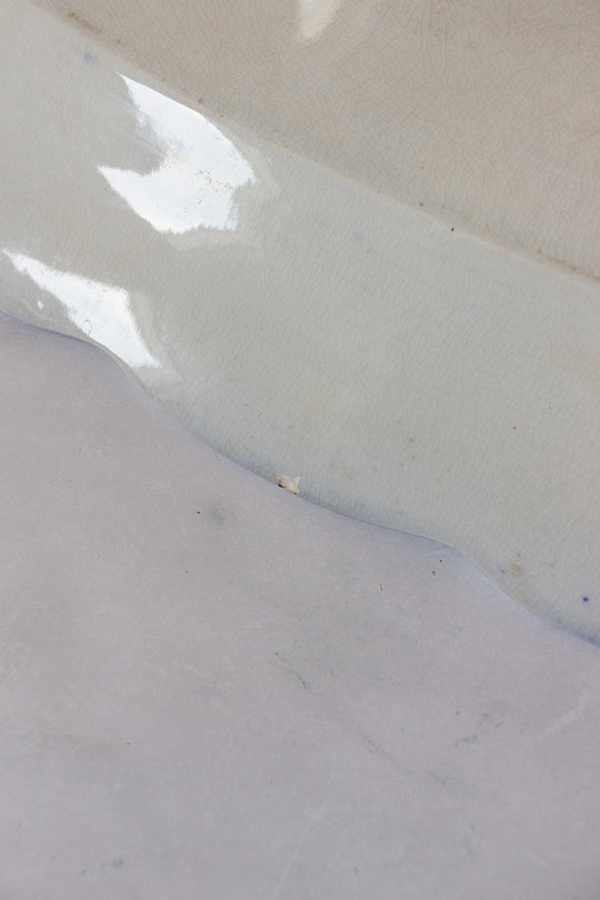 antique English flow blue set of three large platters