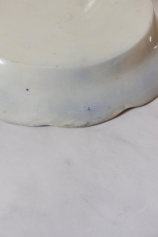 antique English flow blue set of three large platters