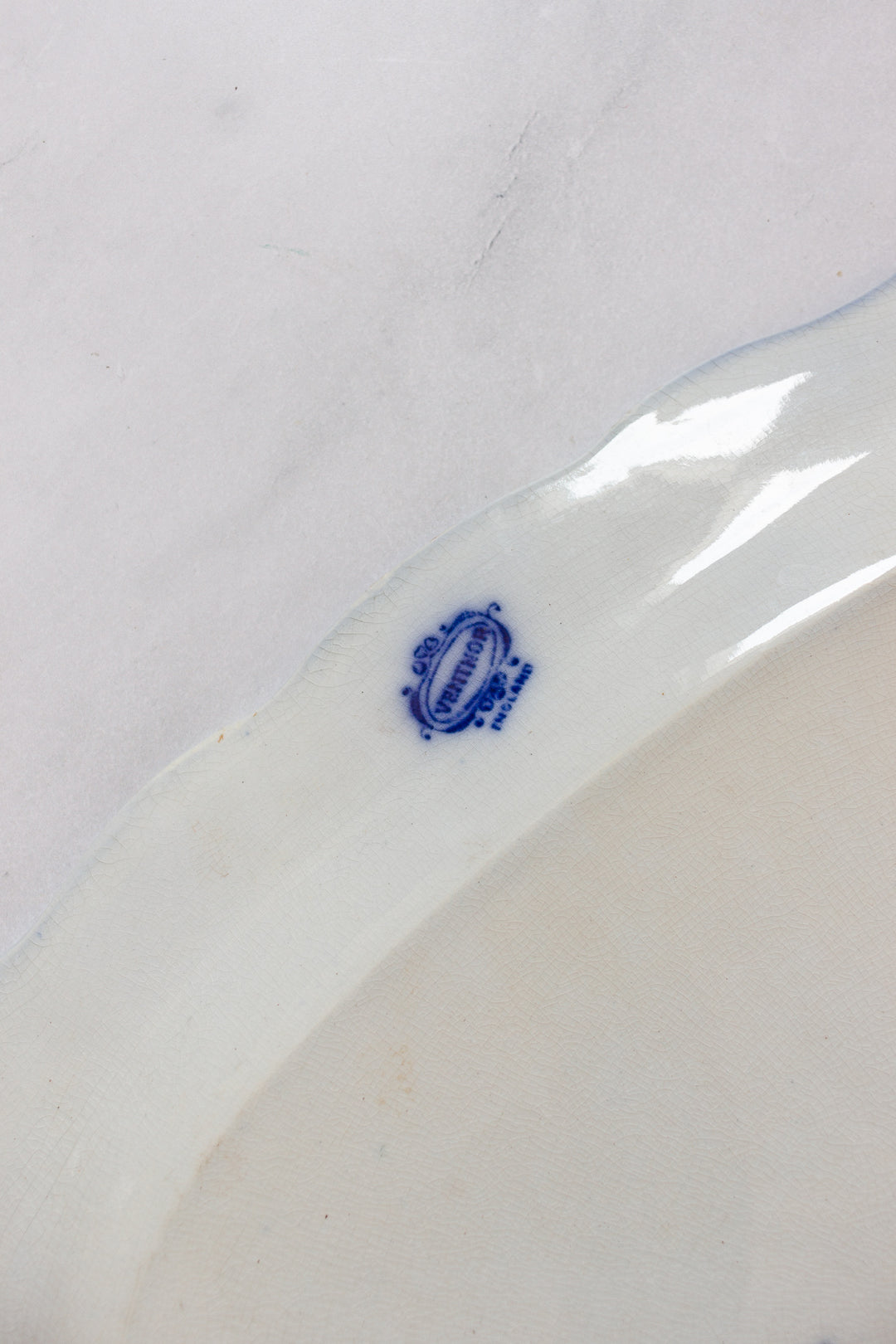 antique English flow blue set of three large platters