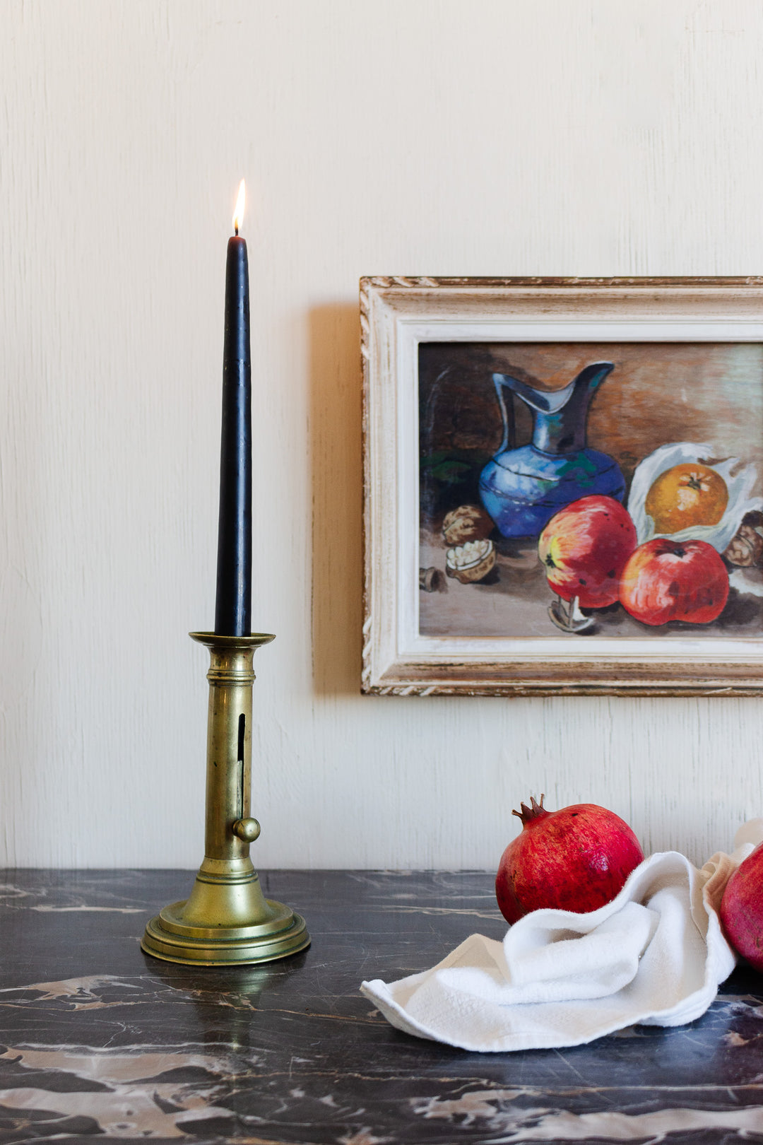 antique french brass push up candlestick