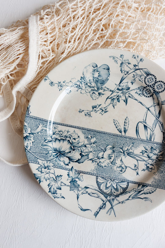 antique blue and white transferware plate
