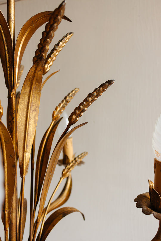 1970s gilt foliate Hans Kögl “golden wheat” chandelier