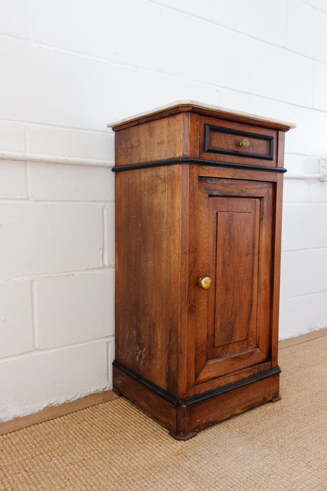 19th century french Louis Philippe walnut and marble top side table