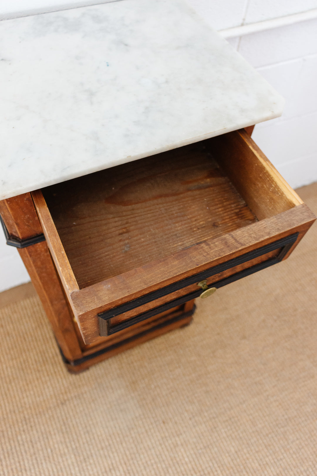 19th century french Louis Philippe walnut and marble top side table