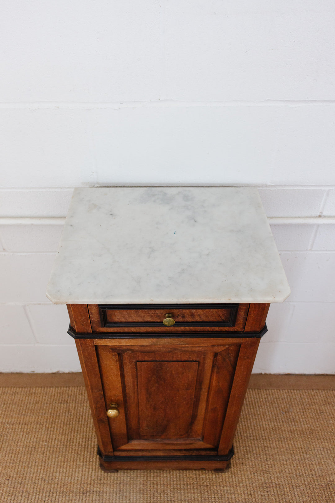 19th century french Louis Philippe walnut and marble top side table