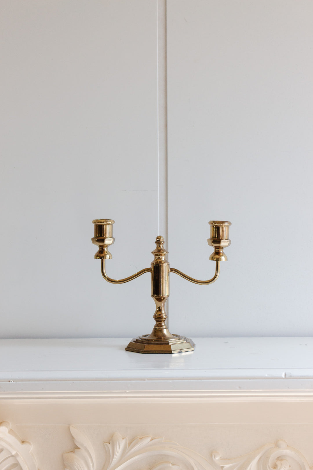 pair of antique french brass candelabras