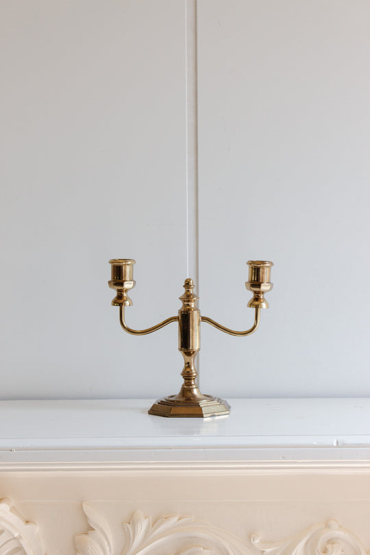 pair of antique french brass candelabras