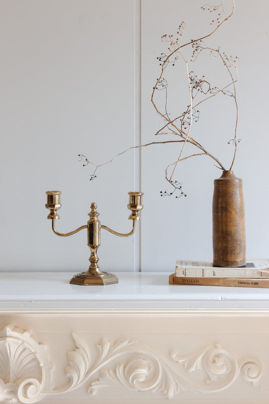 pair of antique french brass candelabras