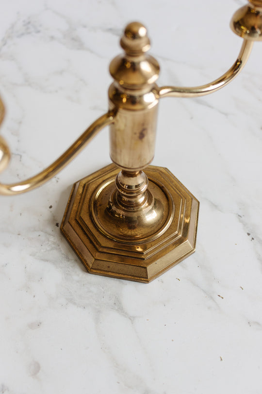 pair of antique french brass candelabras