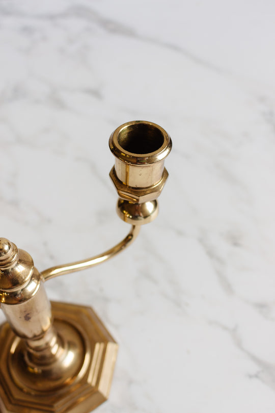 pair of antique french brass candelabras