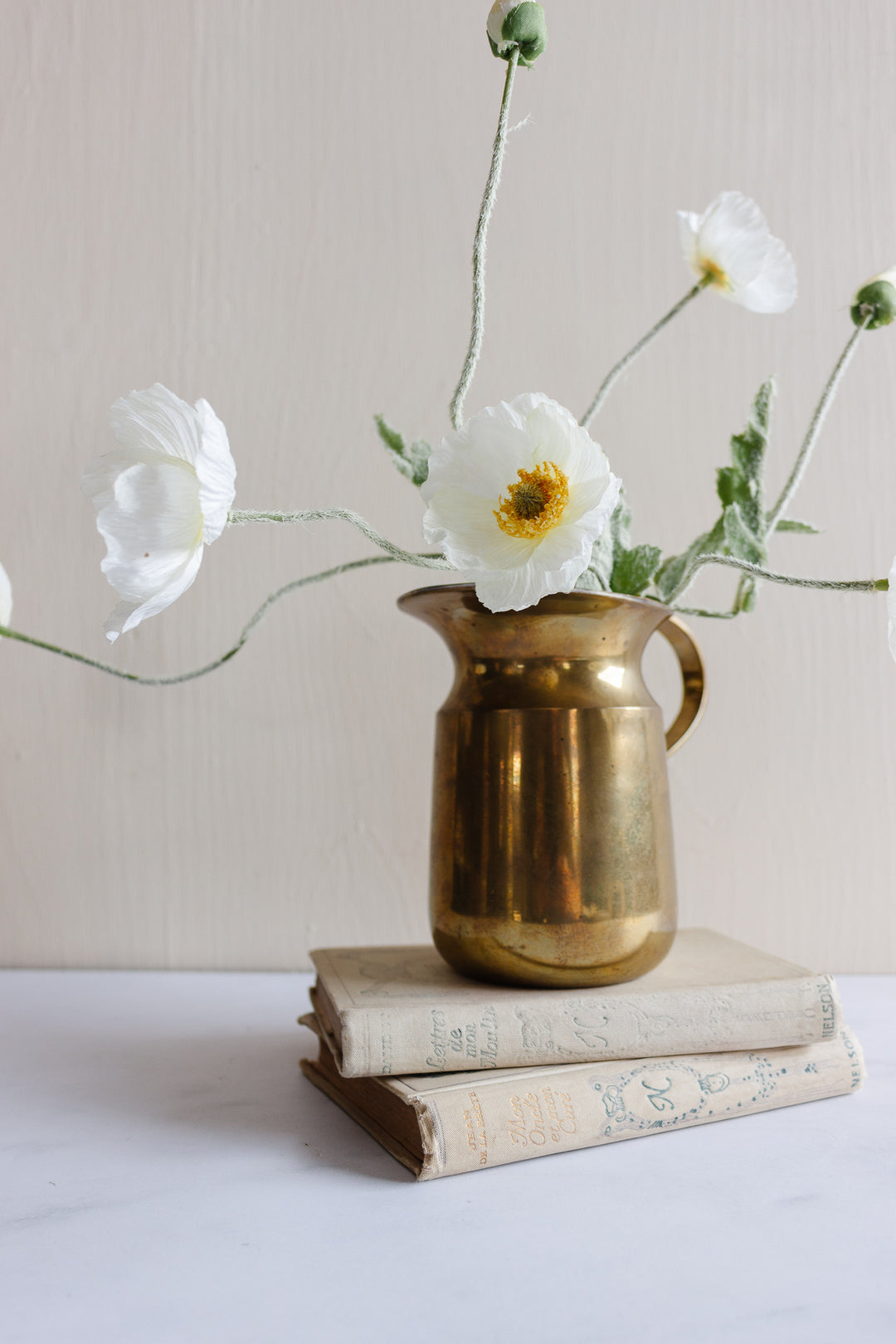 vintage french small brass pitcher
