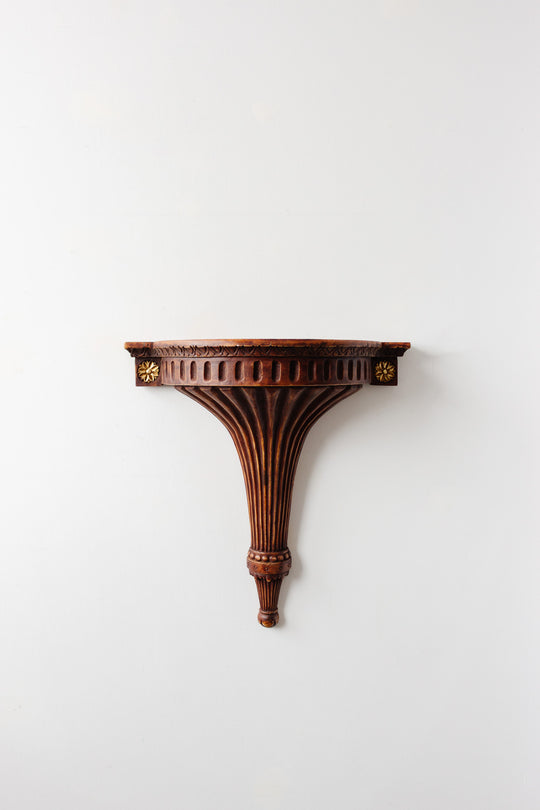 vintage italian carved wood wall mounted shelf with gilt painted details