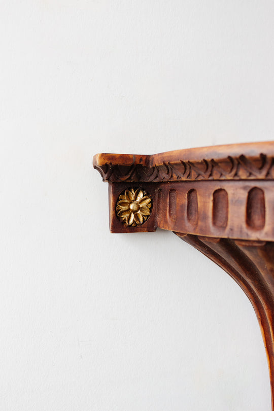 vintage italian carved wood wall mounted shelf with gilt painted details