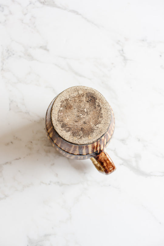 vintage french stoneware striped pitcher