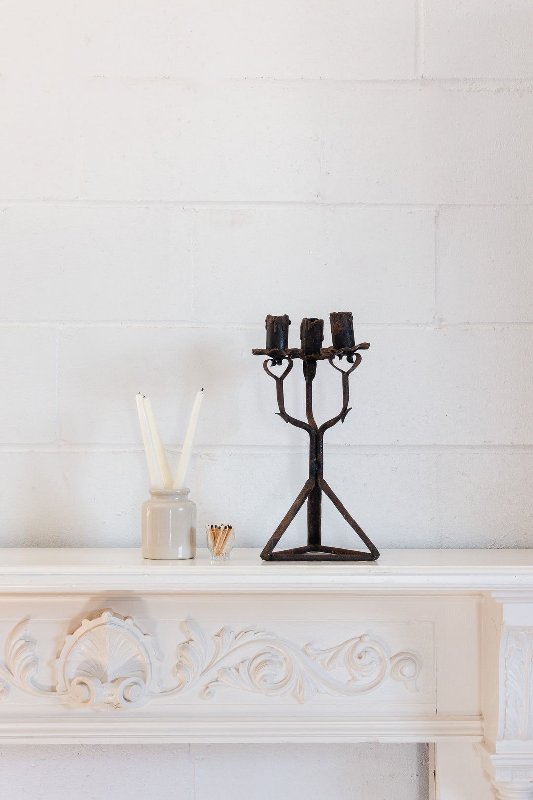 1940s French gothic wrought iron candelabra