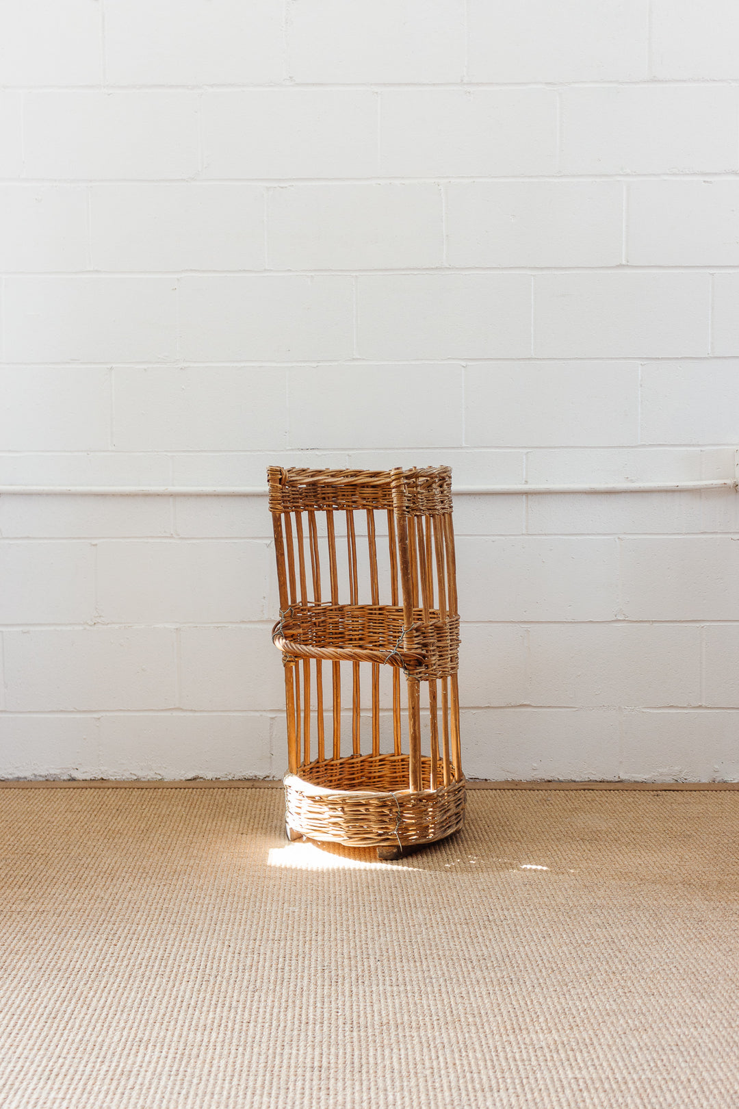 vintage open sided French boulangerie baguette basket