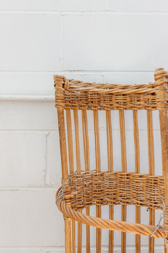 vintage open sided French boulangerie baguette basket