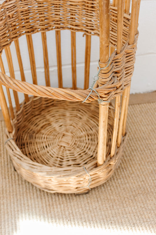 vintage open sided French boulangerie baguette basket