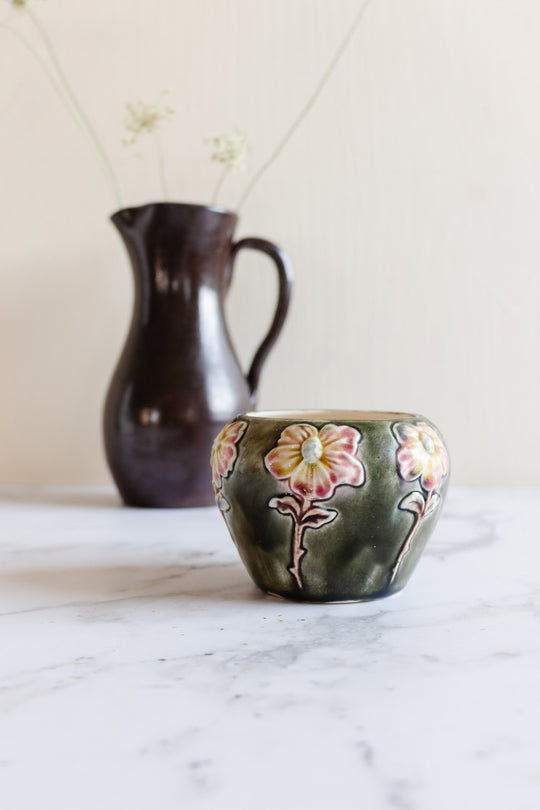 19th century French Five Lilles majolica petite cache pot