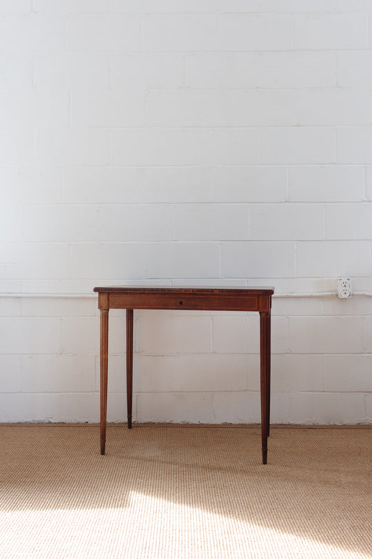 19th century French oak parquet top inlay table