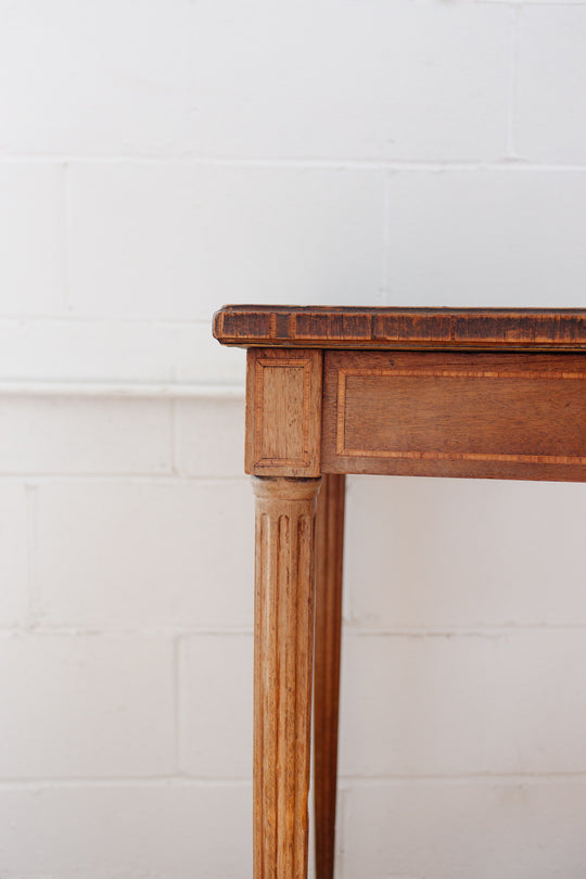 19th century French oak parquet top inlay table