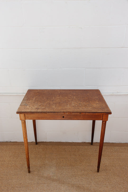 19th century French oak parquet top inlay table
