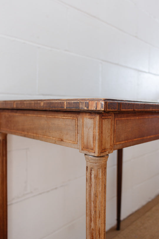 19th century French oak parquet top inlay table