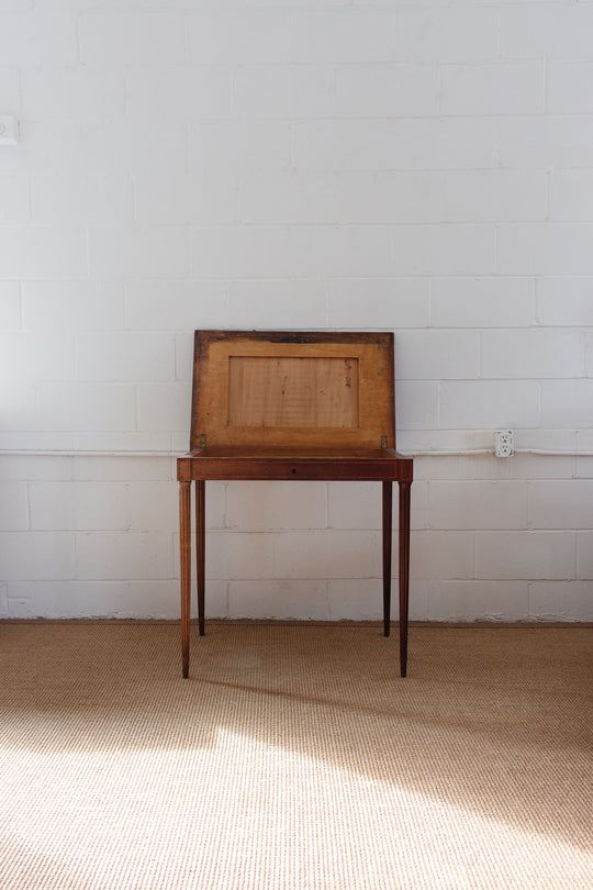 19th century French oak parquet top inlay table
