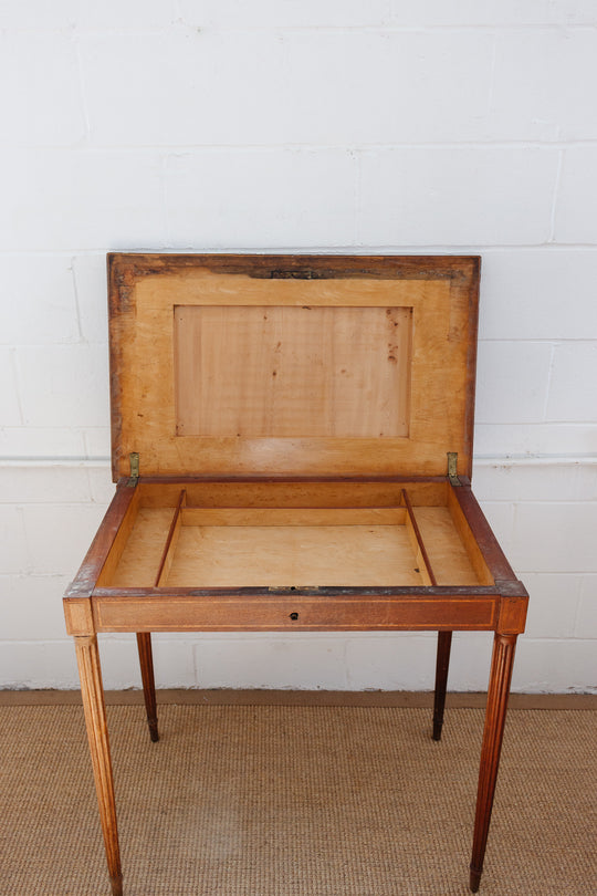 19th century French oak parquet top inlay table