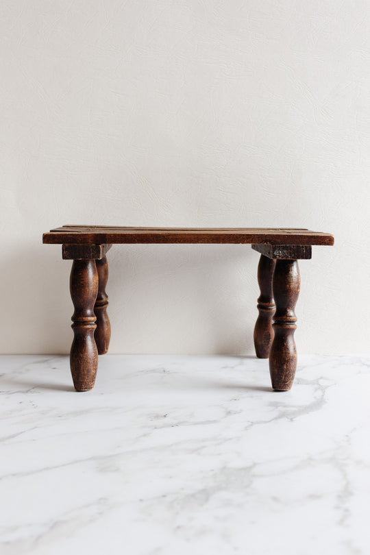 vintage french turned wood stool