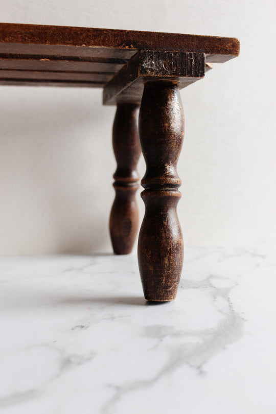 vintage french turned wood stool