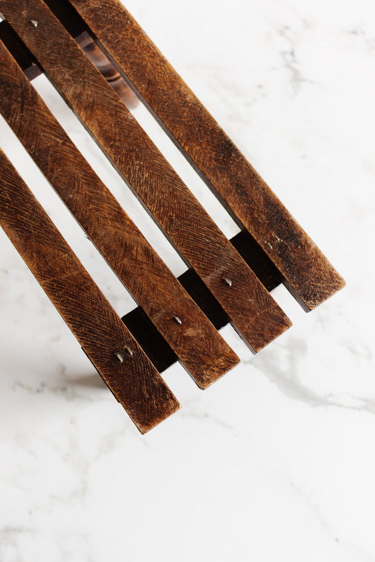 vintage french turned wood stool