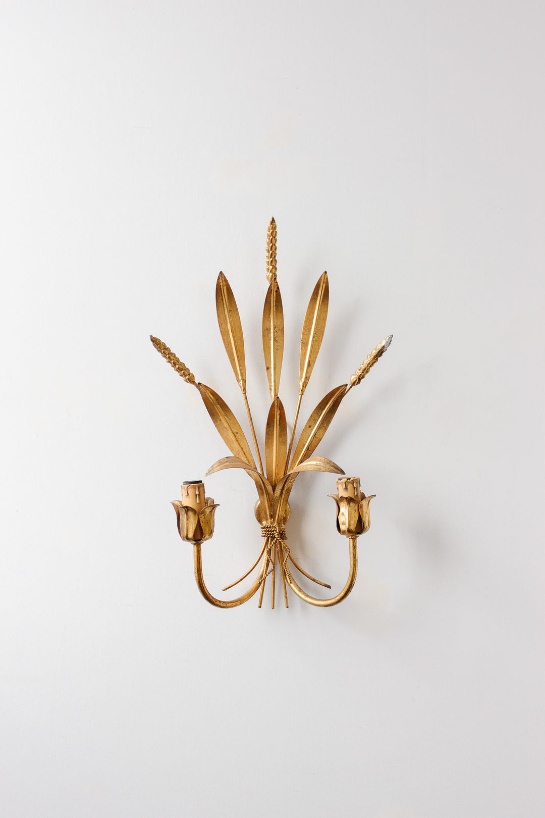 1970s italian foliate gilt sheath sconce