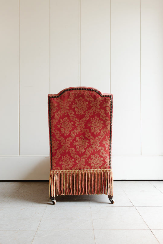 antique napoleon iii slipper chair with fringe on original casters