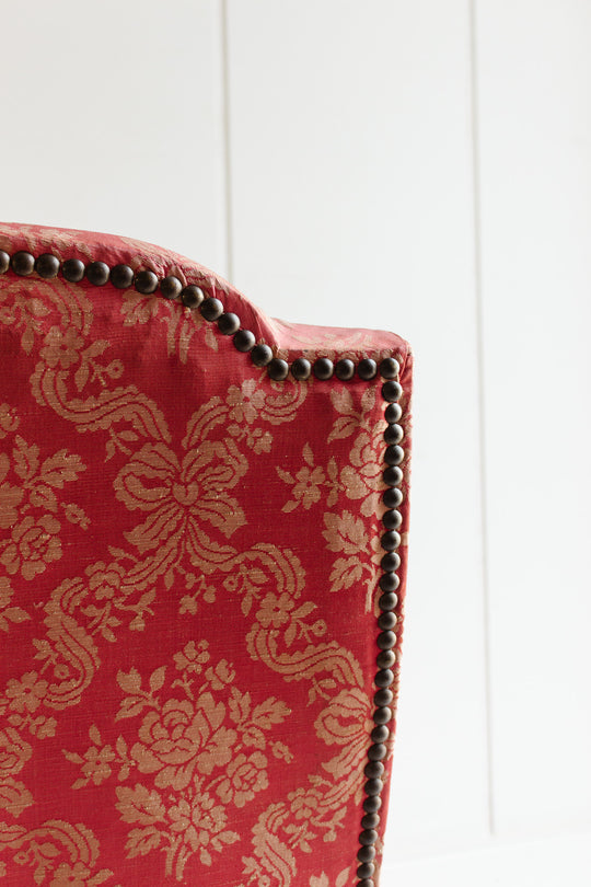 antique napoleon iii slipper chair with fringe on original casters