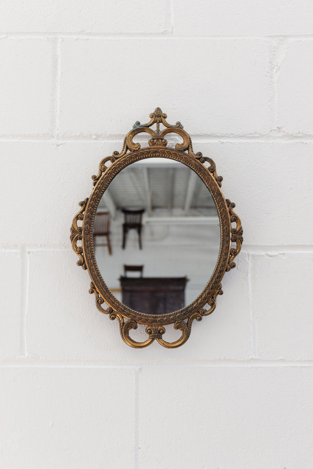 vintage Italian baroque style gilt brass mirror