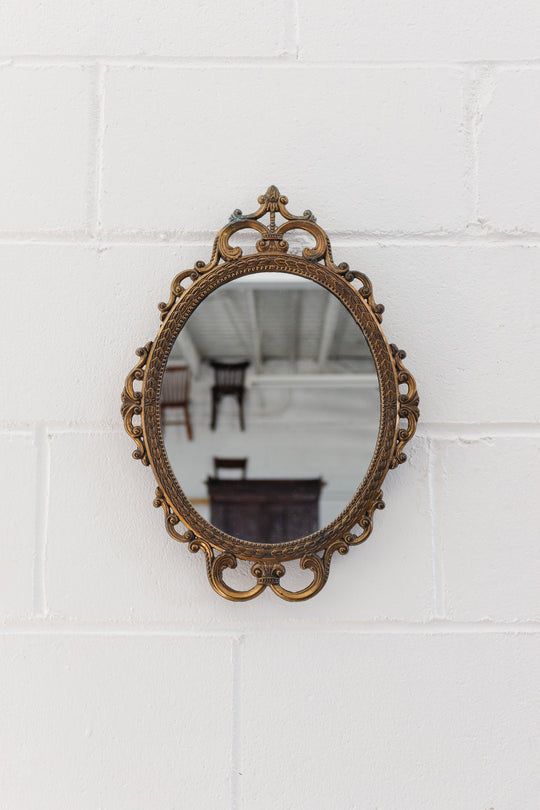 vintage Italian baroque style gilt brass mirror