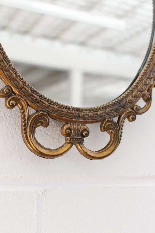 vintage Italian baroque style gilt brass mirror