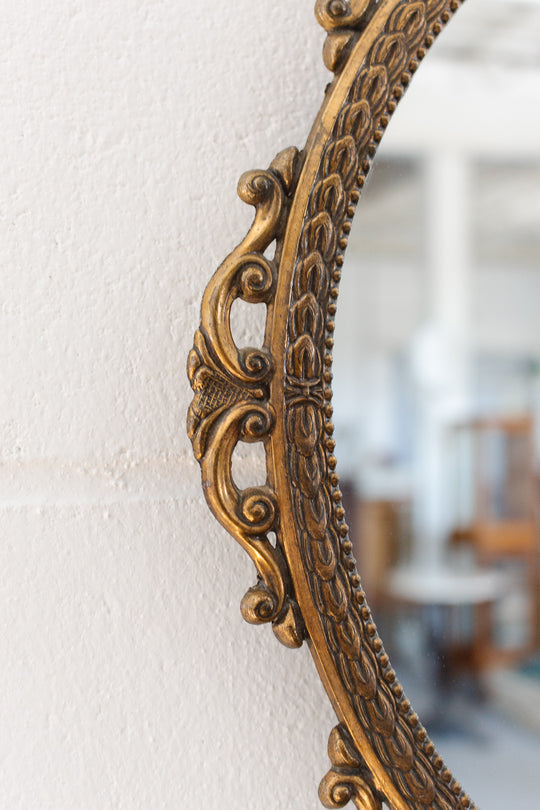 vintage Italian baroque style gilt brass mirror