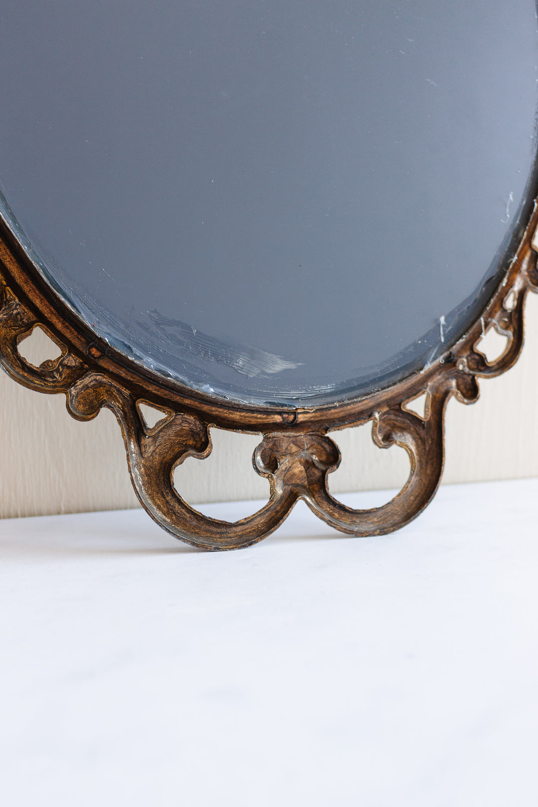 vintage Italian baroque style gilt brass mirror