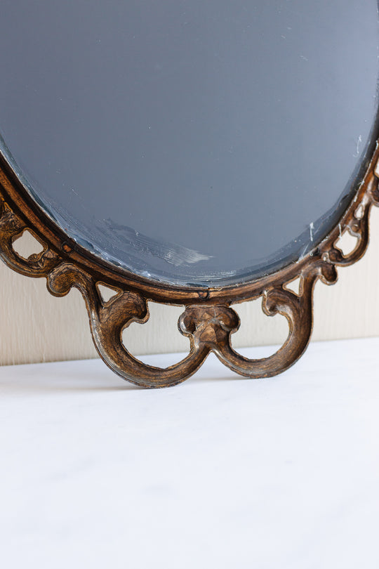 vintage Italian baroque style gilt brass mirror