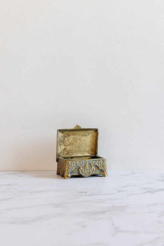 vintage belgian ornate embossed jewelry box